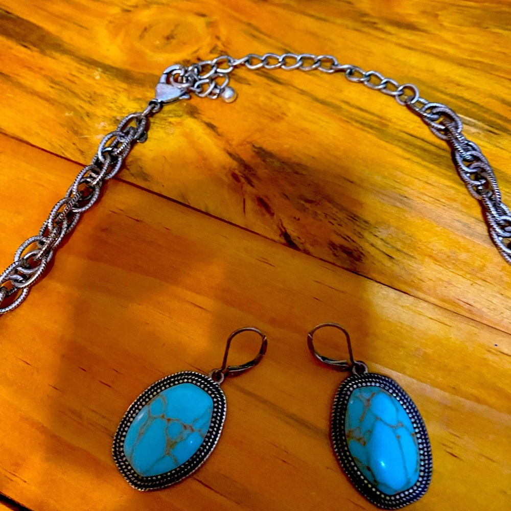 Premier Designs convertible turquoise necklace/earrings set - Picture 5 of 11